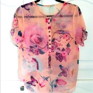 Pink sheer blouse